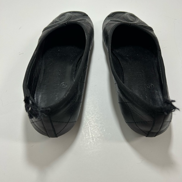 CHANEL Cambon Line Flat Shoes Leather Enamel Coco Mark CC Logo Size 7.5 Black - Picture 9 of 16
